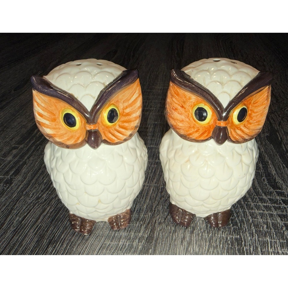 Vintage‎ LECO Japan Owl Salt & Pepper Shakers – Mid Century Ceramic Hand Painted